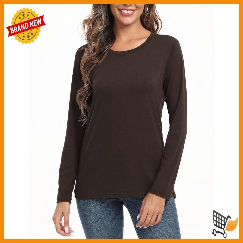 Women's Long Sleeve Crew Neck T-Shirt Loose Fit Layering Top